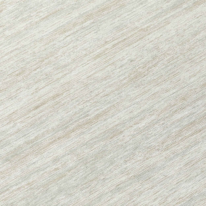 8' Ivory And Gray Round Striped Washable Indoor Outdoor Area Rug