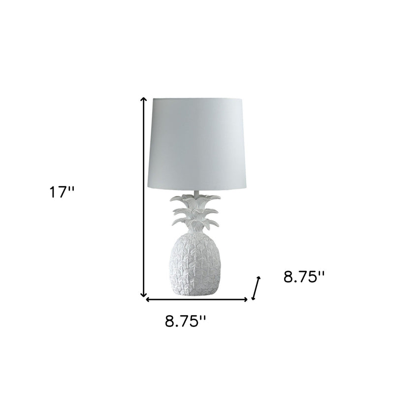 17" White Pineapple Table Lamp With Empire Shade - Lighting