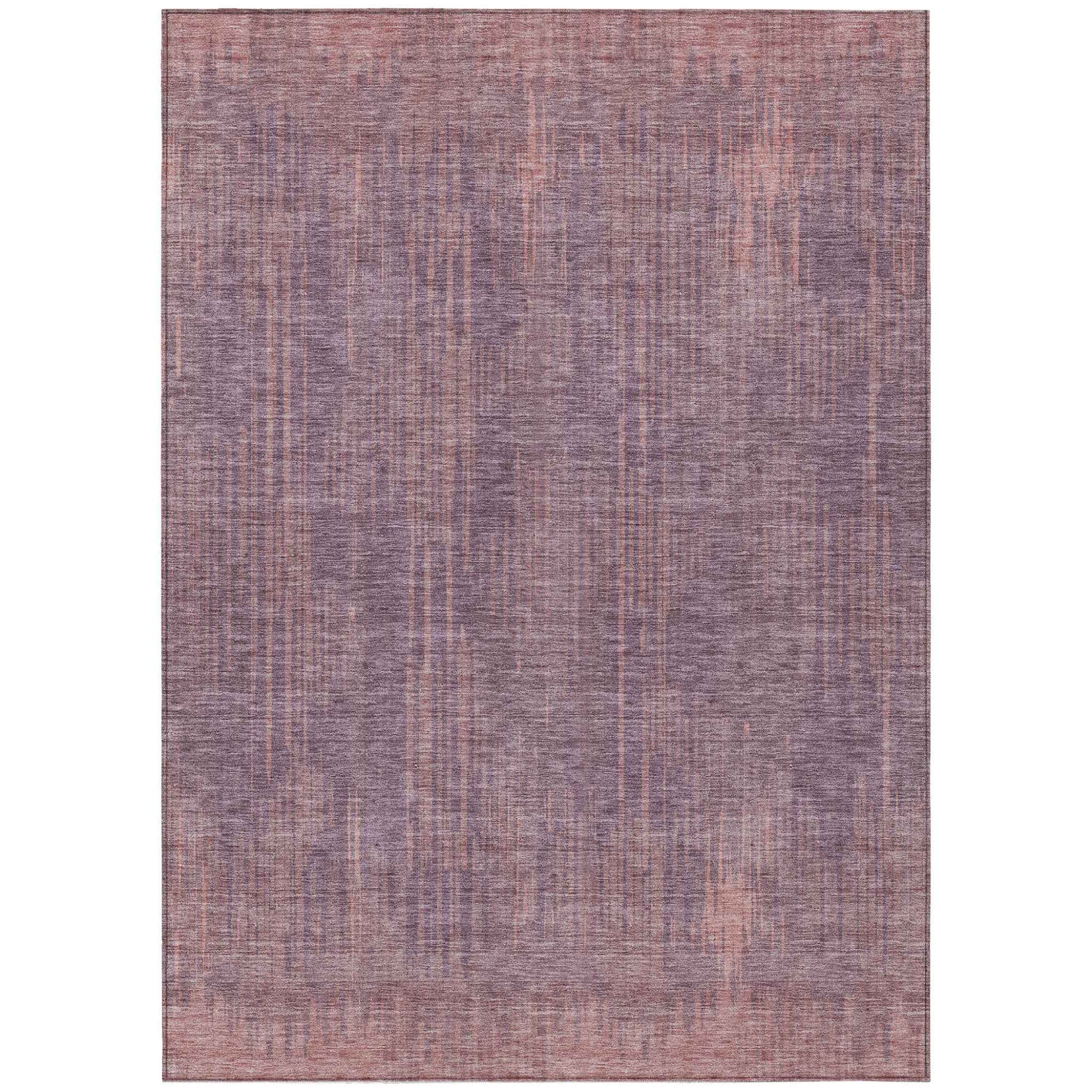 8' X 10' Mauve And Dark Purple Striped Washable Indoor Outdoor Area Rug