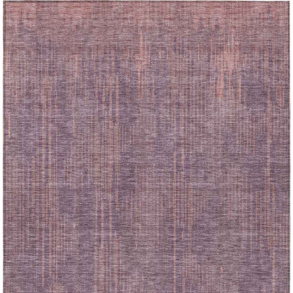 8' X 10' Mauve And Dark Purple Striped Washable Indoor Outdoor Area Rug