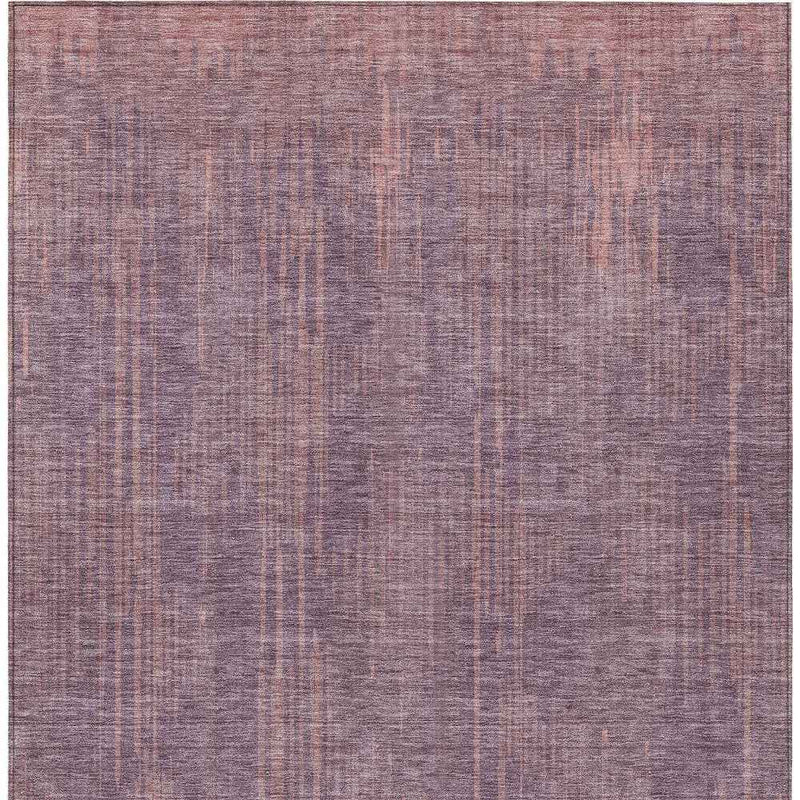 8' X 10' Mauve And Dark Purple Striped Washable Indoor Outdoor Area Rug