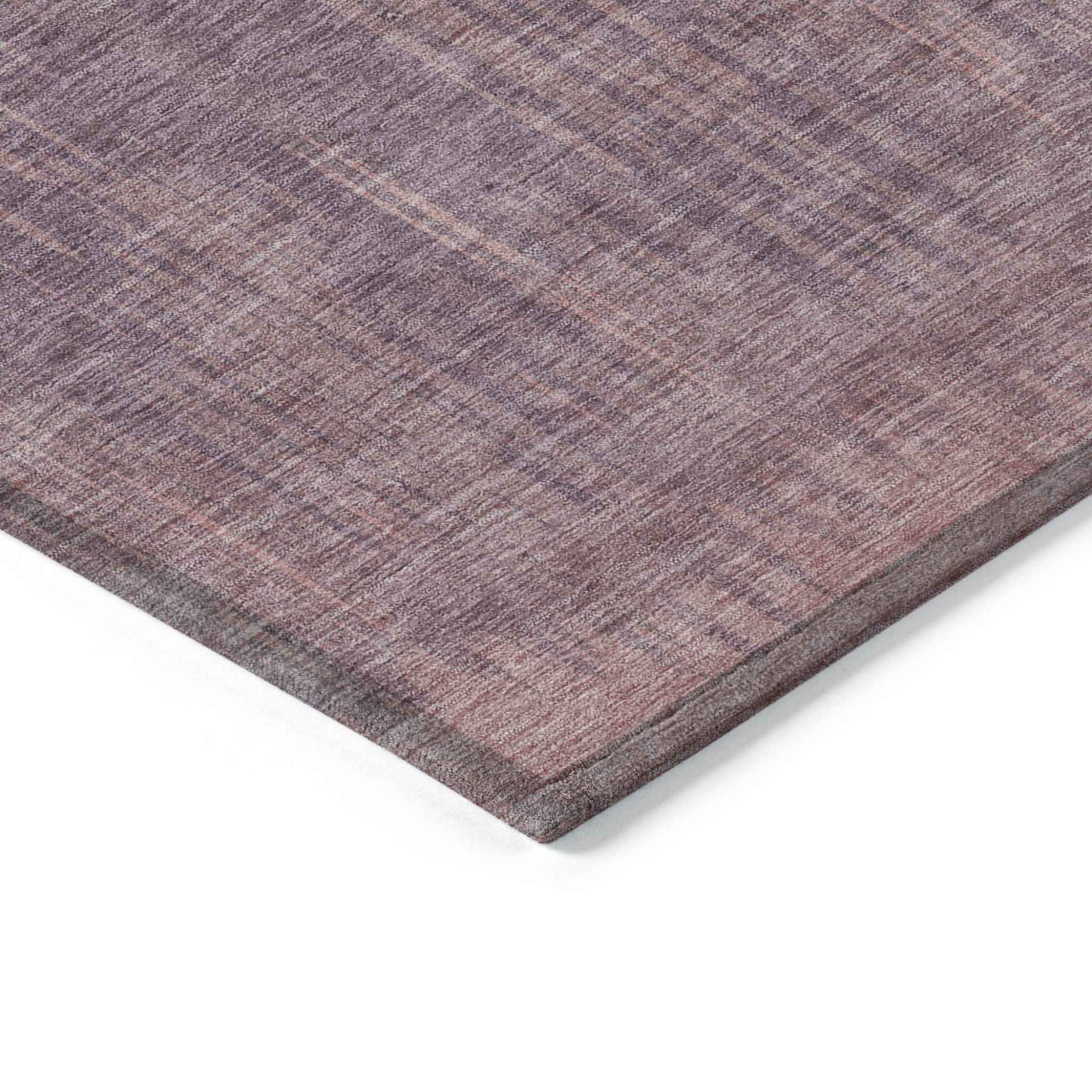 8' X 10' Mauve And Dark Purple Striped Washable Indoor Outdoor Area Rug
