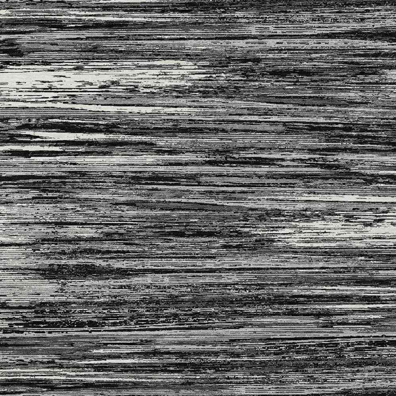 8' X 10' Black And Ivory Striped Washable Indoor Outdoor Area Rug