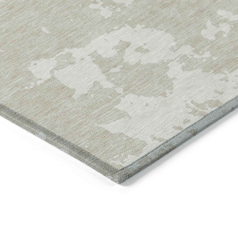 8' X 10' Beige And Ivory Abstract Washable Indoor Outdoor Area Rug