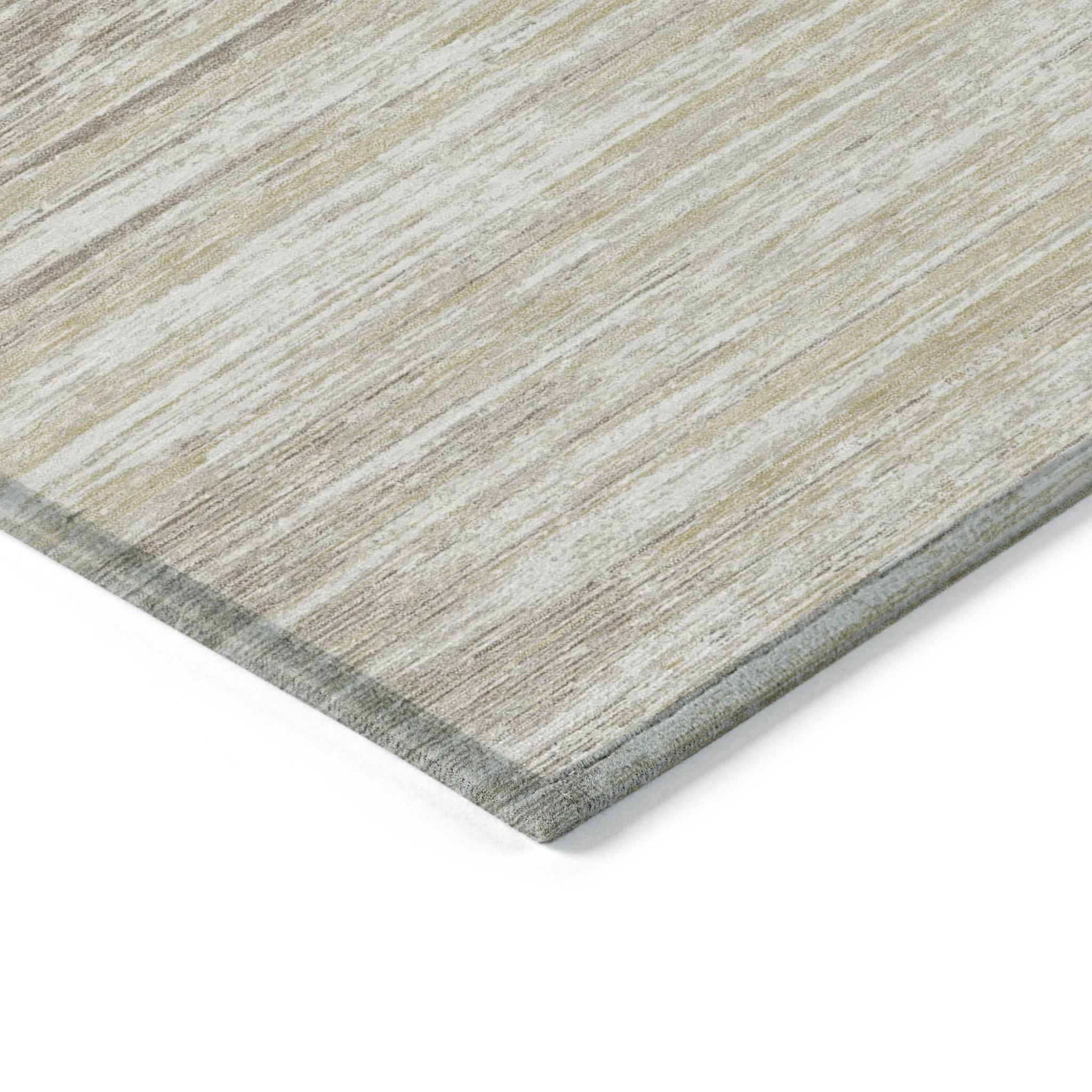 3' X 5' Beige Brown And Ivory Striped Washable Indoor Outdoor Area Rug