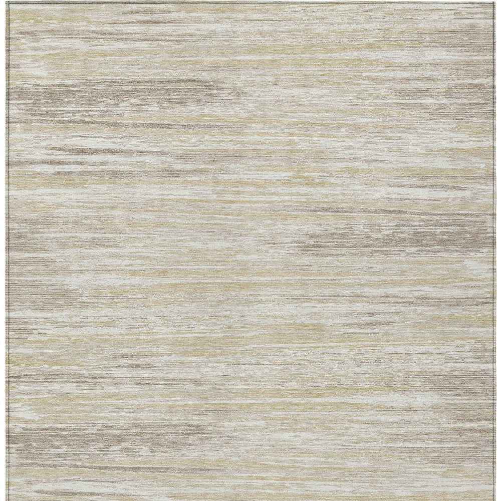 3' X 5' Beige Brown And Ivory Striped Washable Indoor Outdoor Area Rug