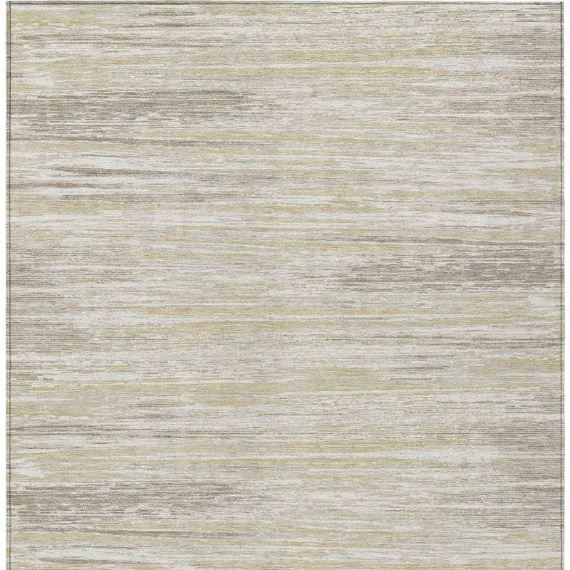 3' X 5' Beige Brown And Ivory Striped Washable Indoor Outdoor Area Rug