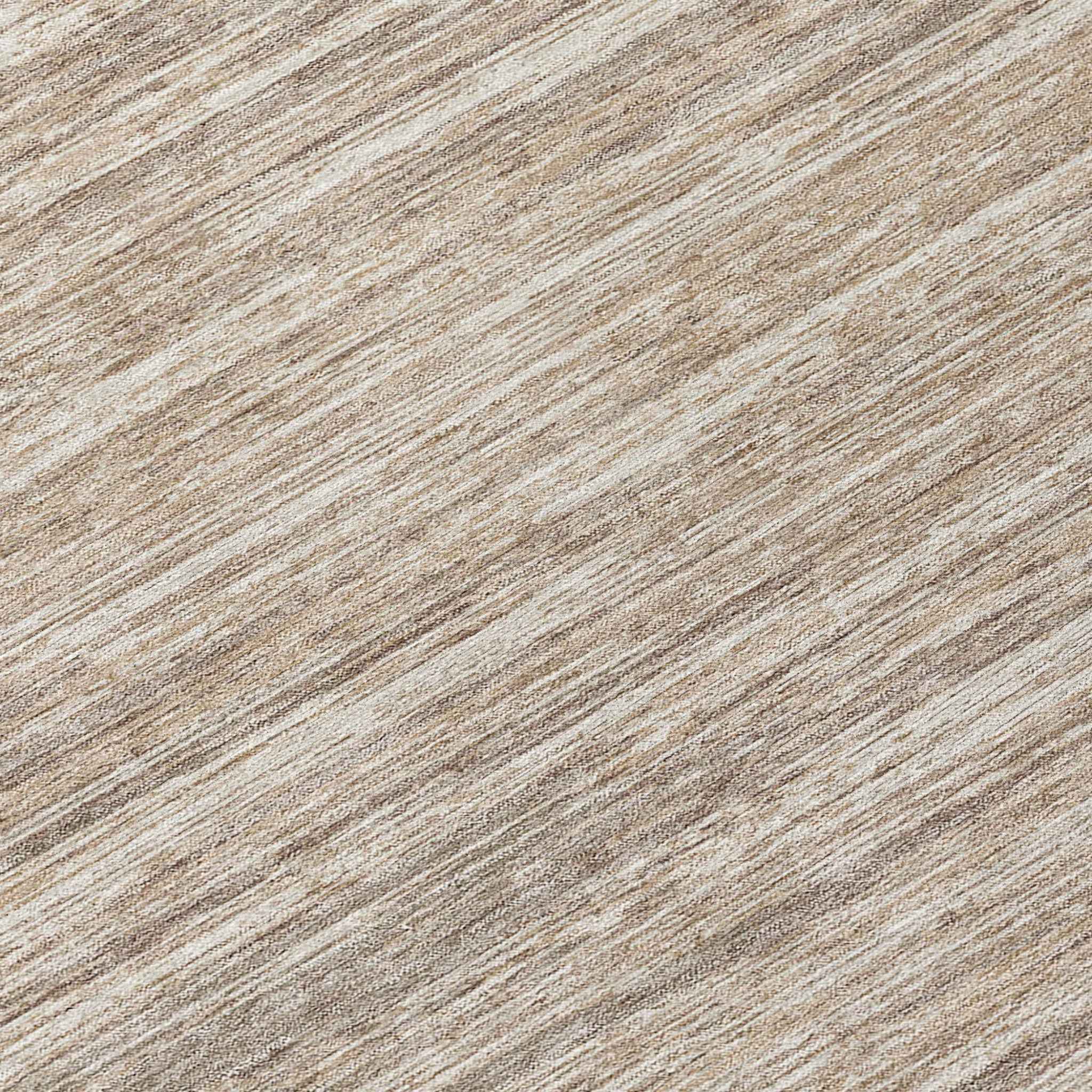 8' Taupe Gray And Ivory Round Striped Washable Indoor Outdoor Area Rug