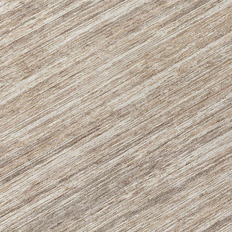 8' Taupe Gray And Ivory Round Striped Washable Indoor Outdoor Area Rug
