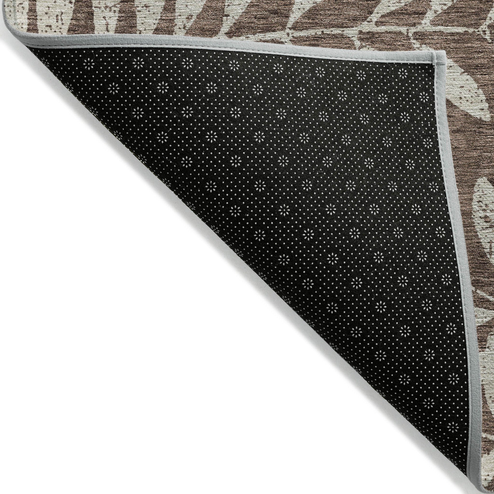 10' X 14' Brown And Beige Floral Washable Indoor Outdoor Area Rug - Outdoor