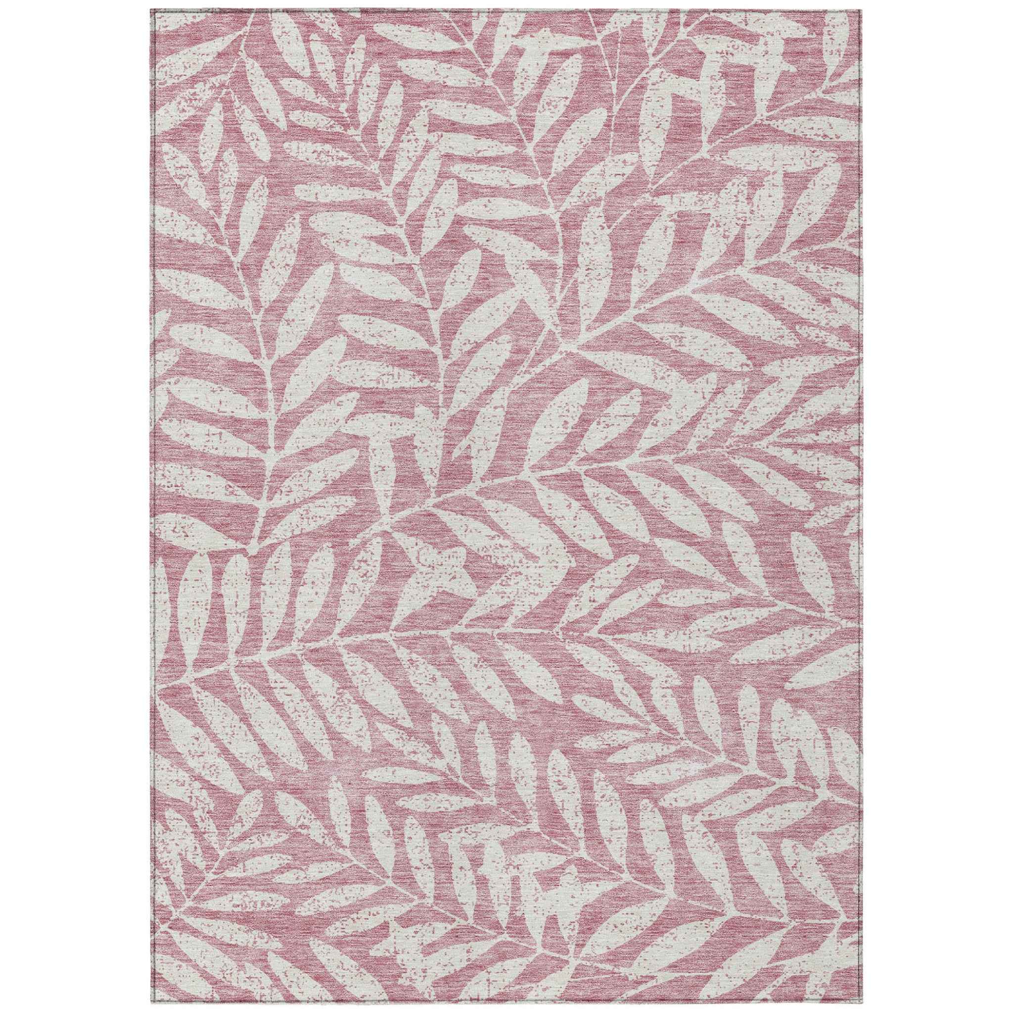 3' X 5' Blush And Ivory Floral Washable Indoor Outdoor Area Rug
