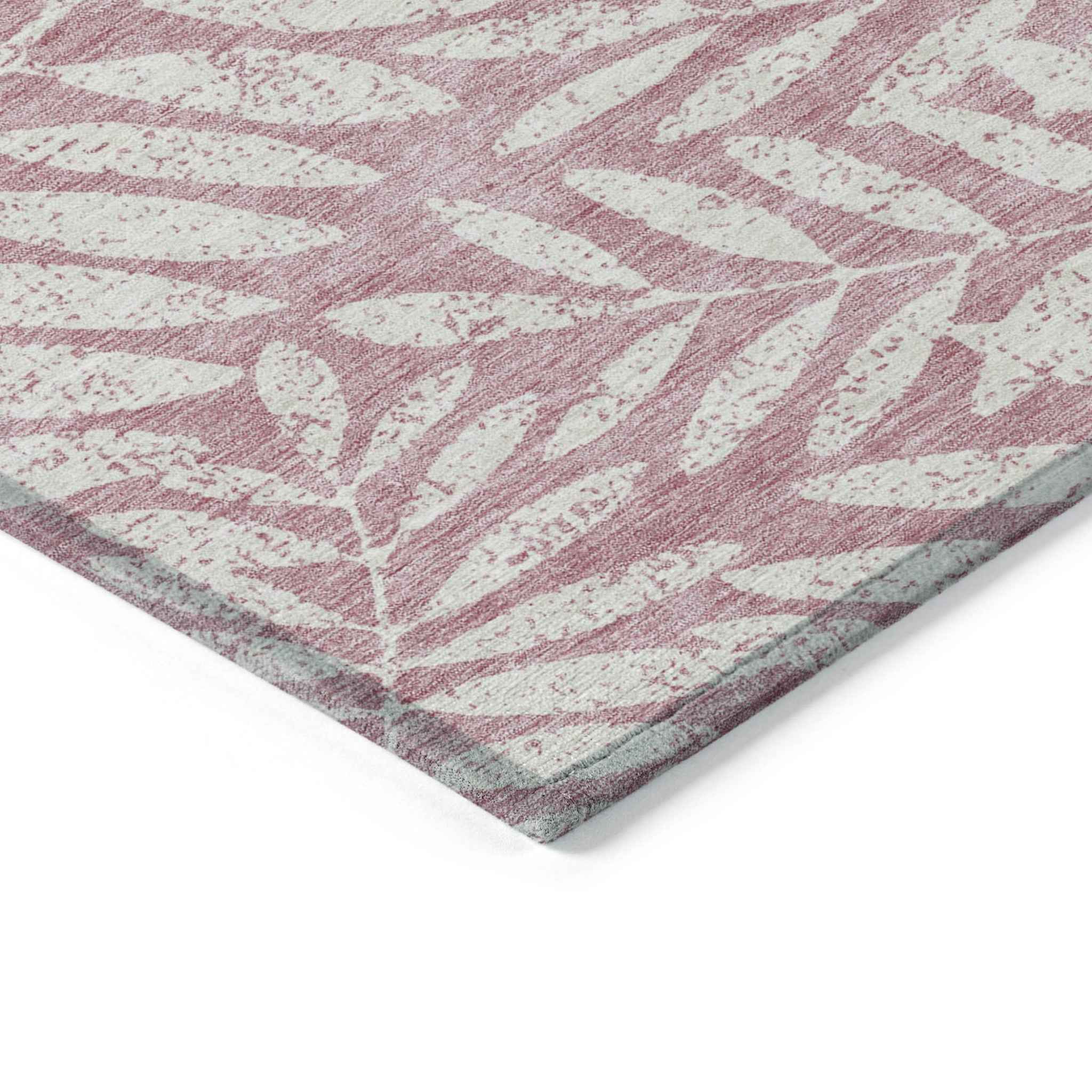 3' X 5' Blush And Ivory Floral Washable Indoor Outdoor Area Rug