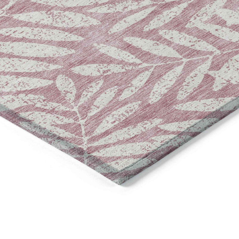 3' X 5' Blush And Ivory Floral Washable Indoor Outdoor Area Rug