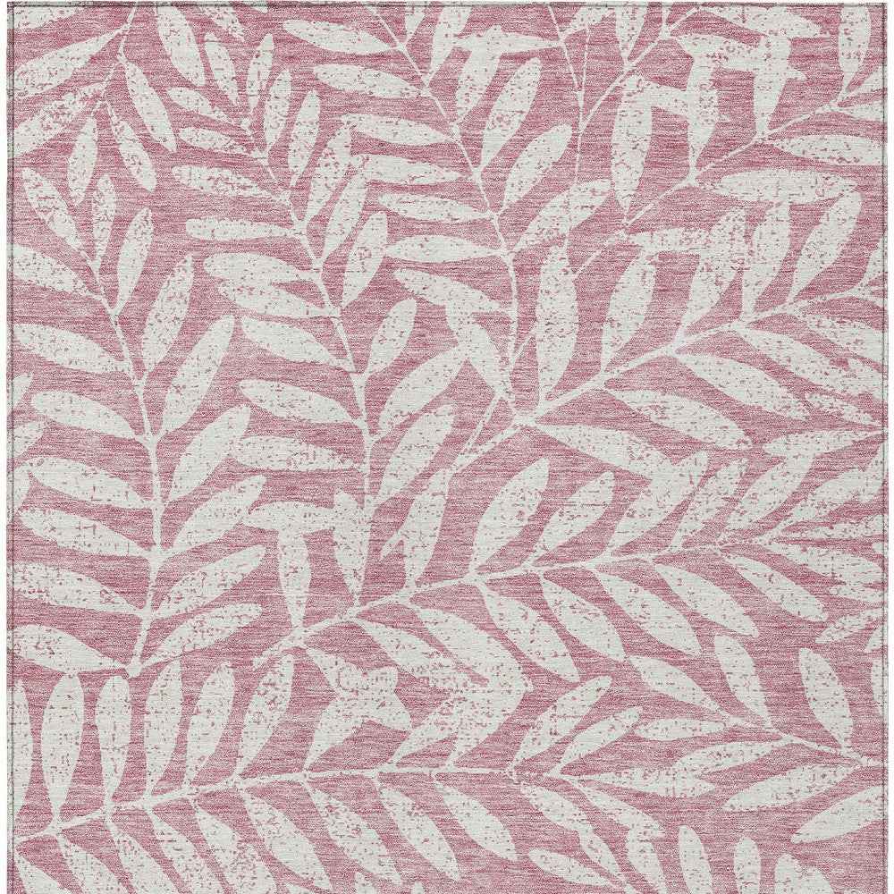 3' X 5' Blush And Ivory Floral Washable Indoor Outdoor Area Rug