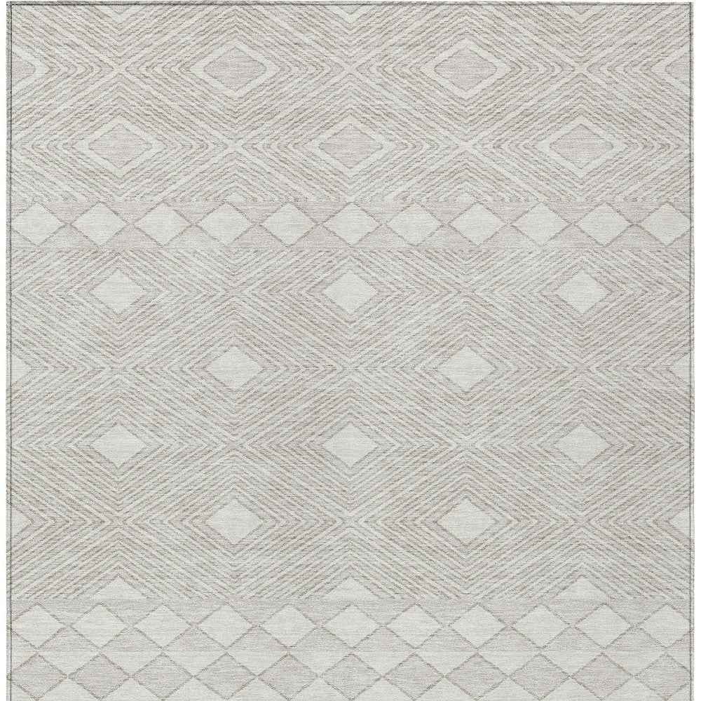 8' X 10' Ivory And Gray Geometric Washable Indoor Outdoor Area Rug