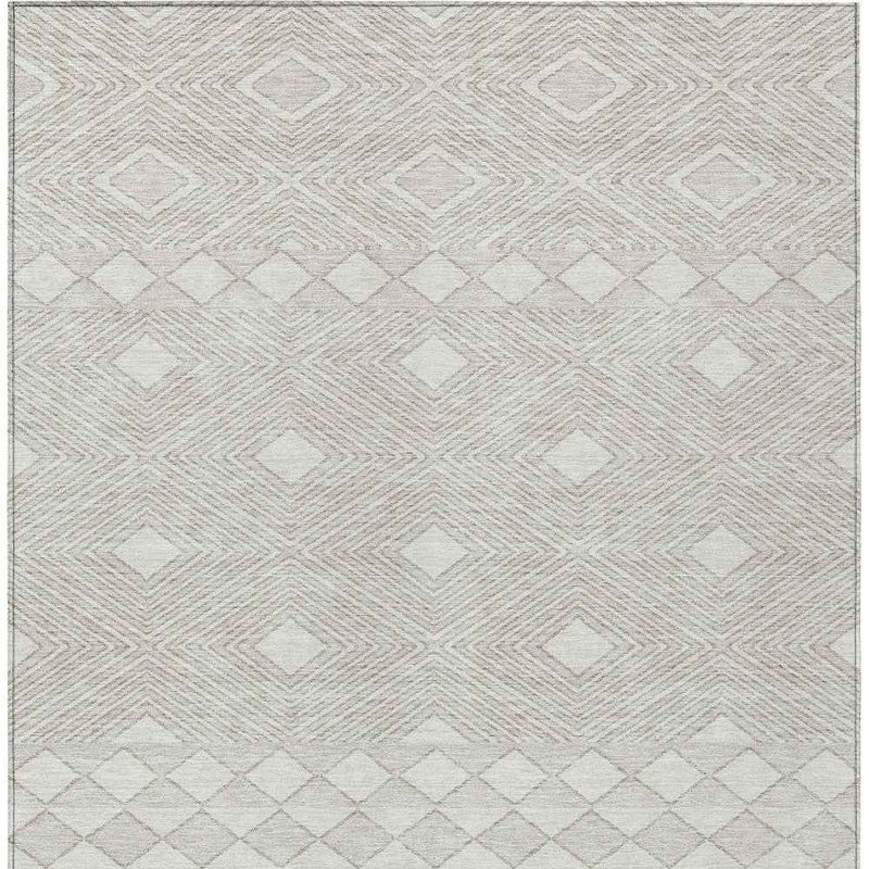 8' X 10' Ivory And Gray Geometric Washable Indoor Outdoor Area Rug