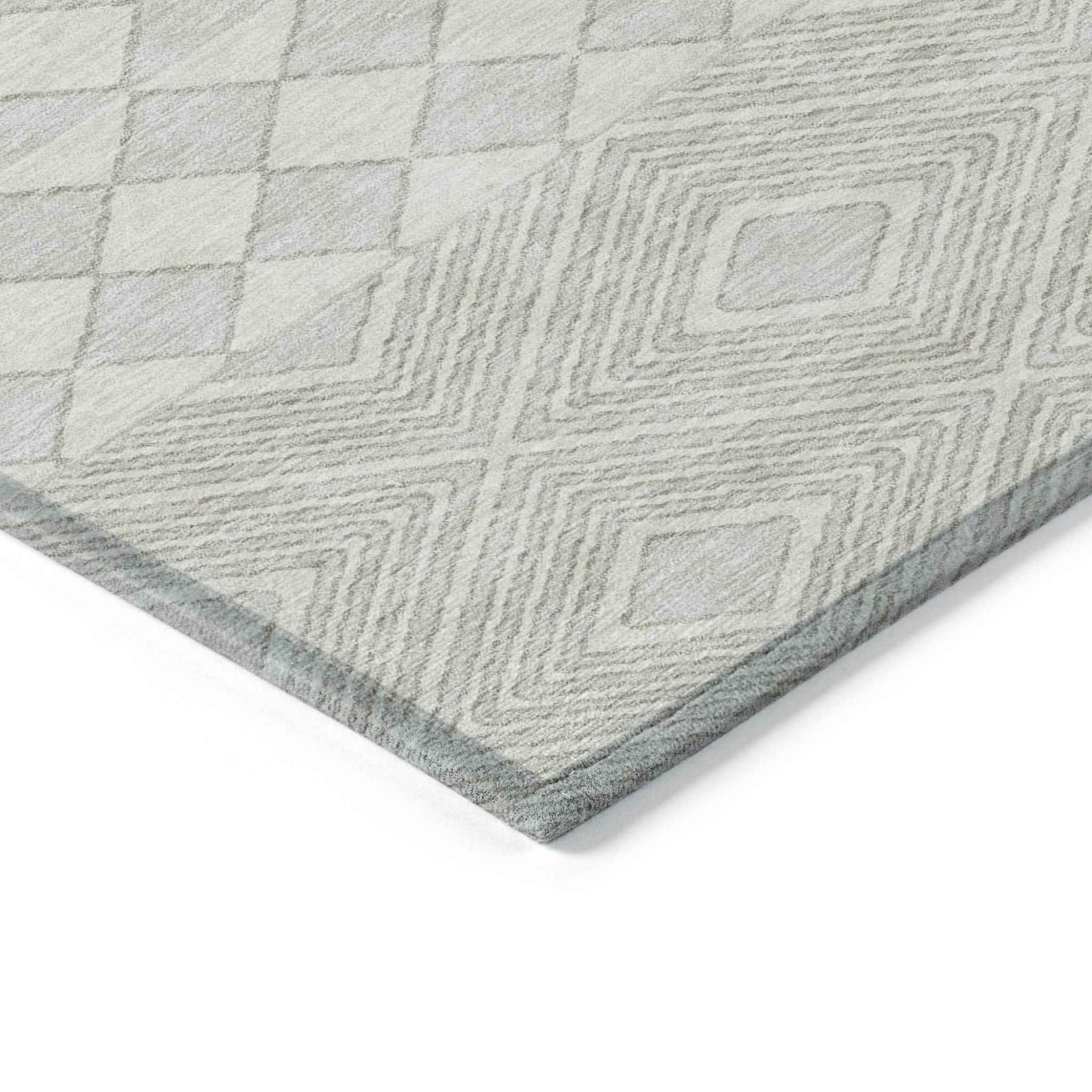 8' X 10' Ivory And Gray Geometric Washable Indoor Outdoor Area Rug