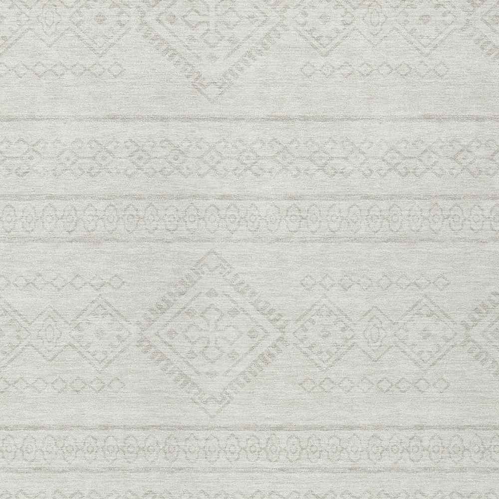 8' X 10' Ivory And Silver Southwestern Washable Indoor Outdoor Area Rug