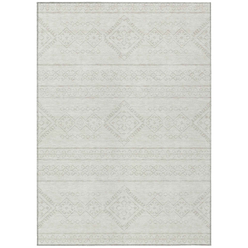 8' X 10' Ivory And Silver Southwestern Washable Indoor Outdoor Area Rug