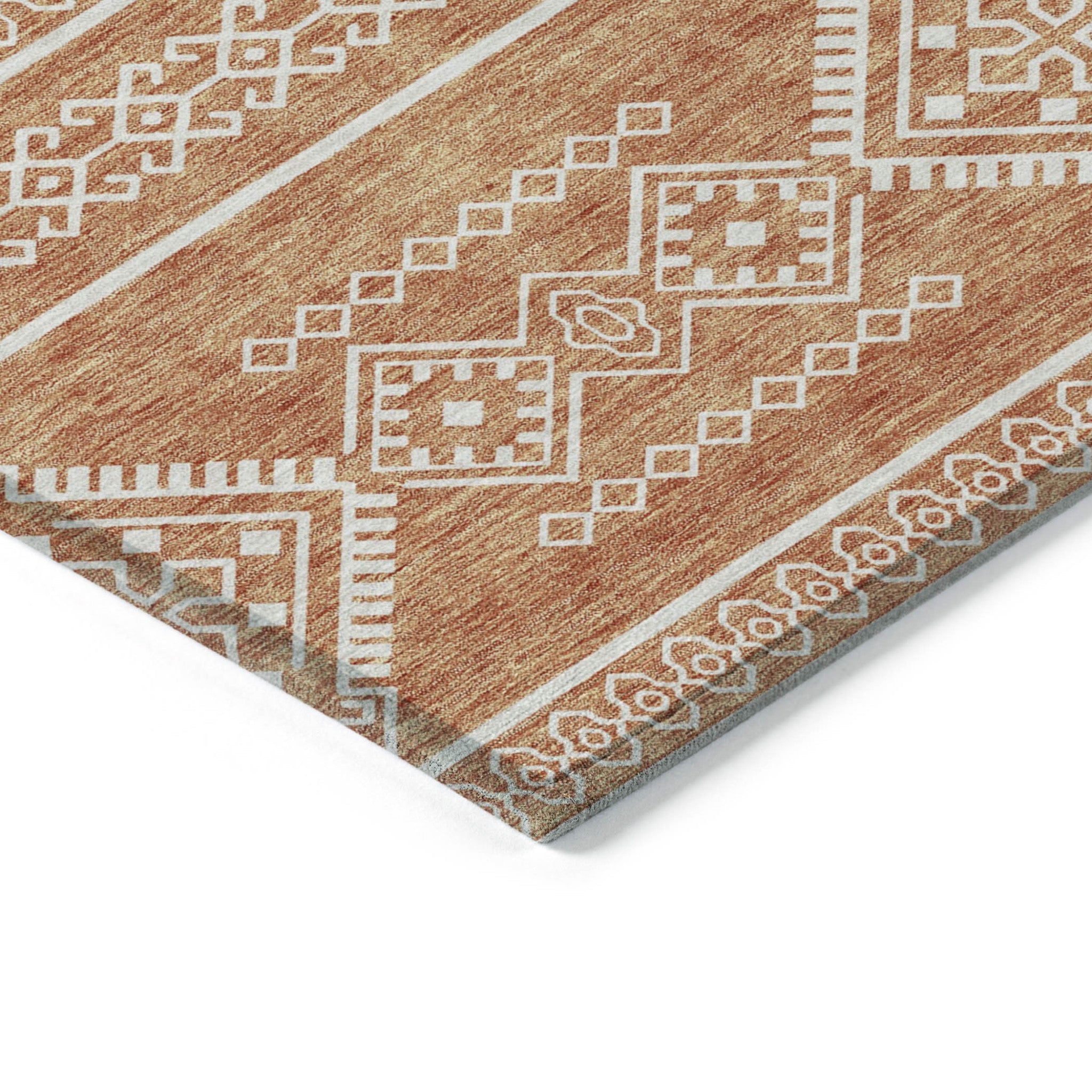 5' X 8' Copper And Ivory Southwestern Washable Indoor Outdoor Area Rug - Sports & Outdoor