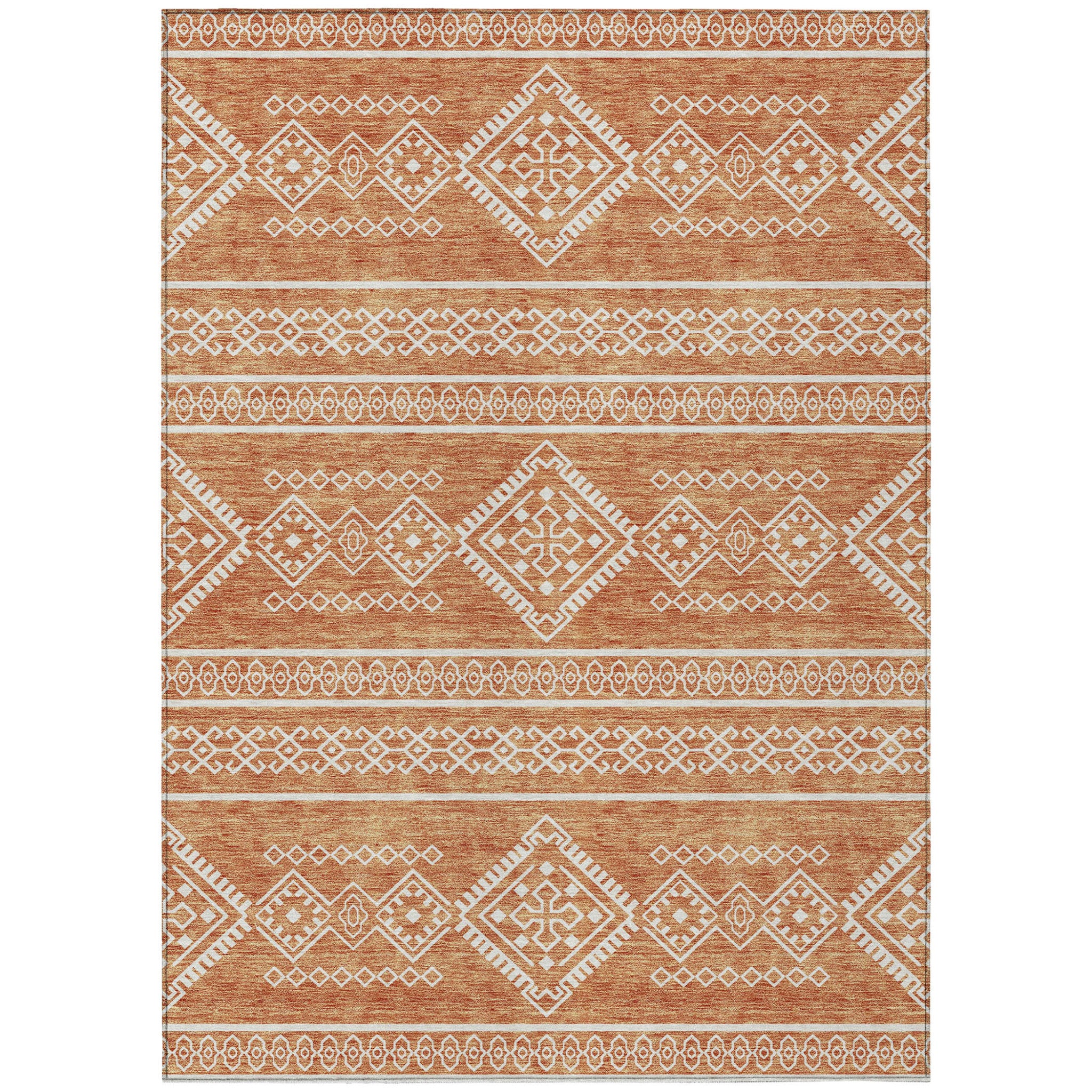 5' X 8' Copper And Ivory Southwestern Washable Indoor Outdoor Area Rug - Sports & Outdoor