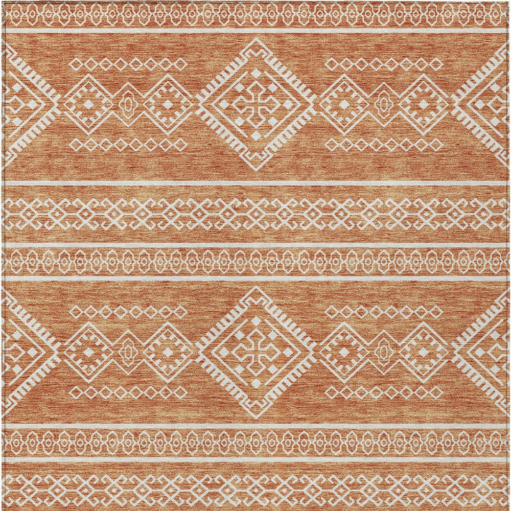 5' X 8' Copper And Ivory Southwestern Washable Indoor Outdoor Area Rug - Sports & Outdoor
