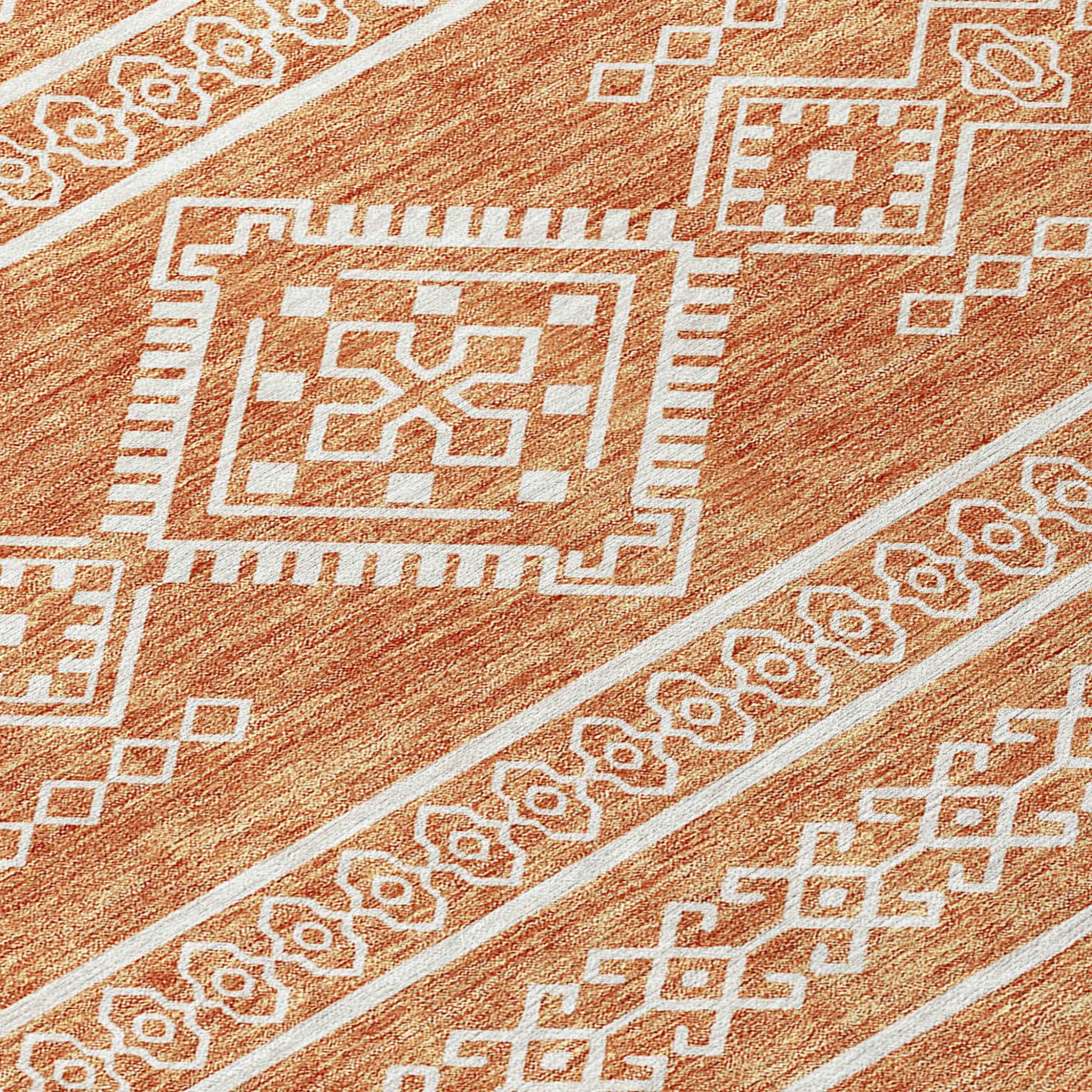 5' X 8' Copper And Ivory Southwestern Washable Indoor Outdoor Area Rug - Sports & Outdoor