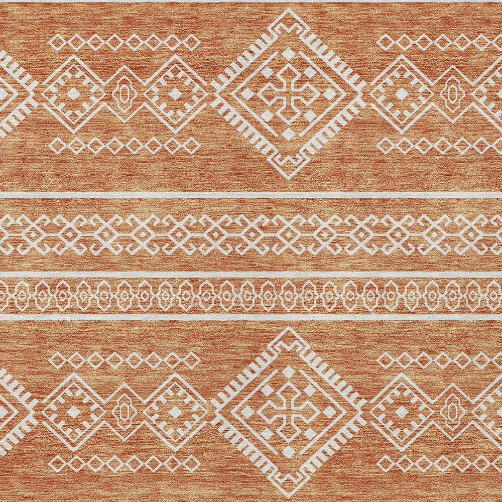 5' X 8' Copper And Ivory Southwestern Washable Indoor Outdoor Area Rug - Sports & Outdoor