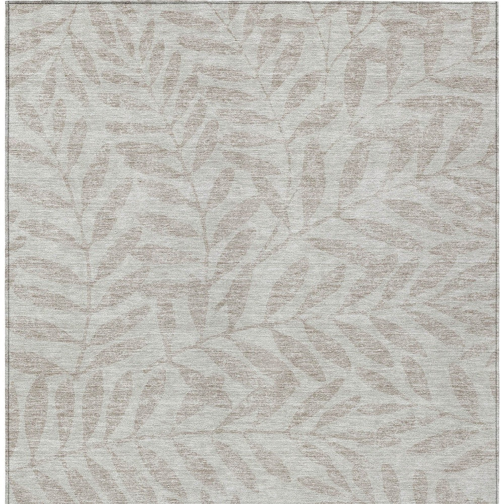 5' X 8' Taupe And Beige Floral Washable Indoor Outdoor Area Rug - Outdoor