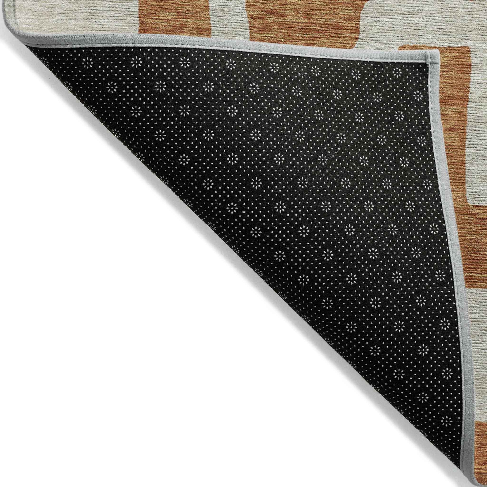 10' X 14' Terra Cotta And Gray Abstract Washable Indoor Outdoor Area Rug