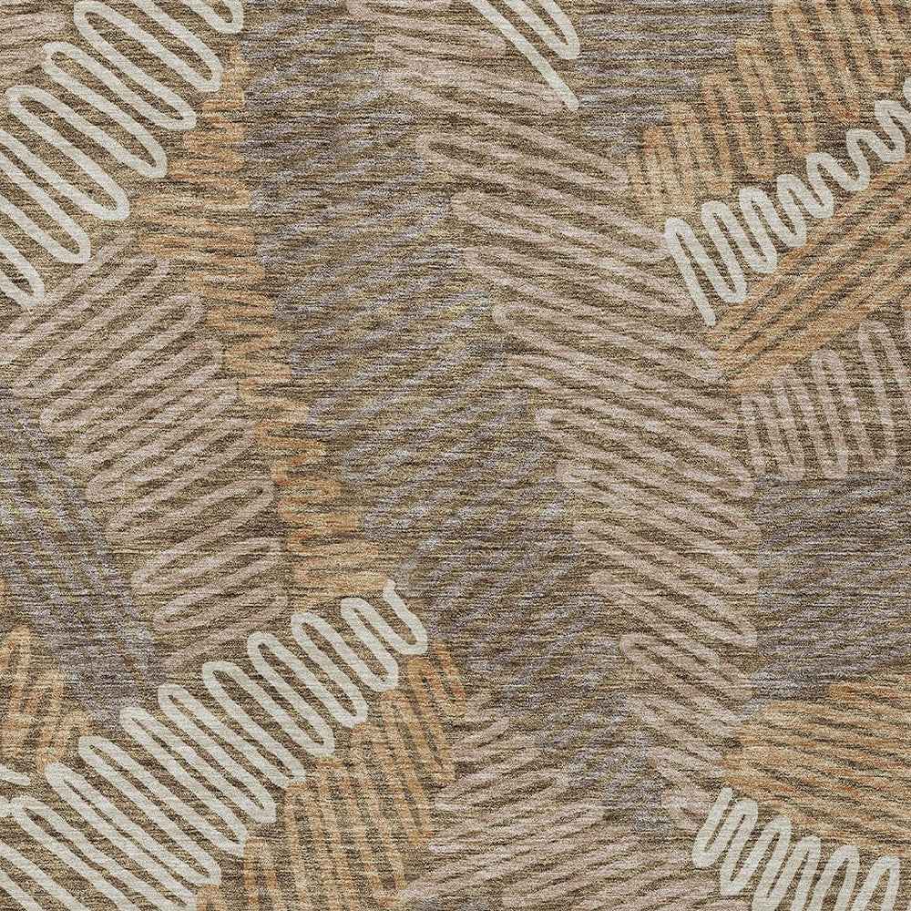 10' X 14' Brown And Ivory Floral Washable Indoor Outdoor Area Rug
