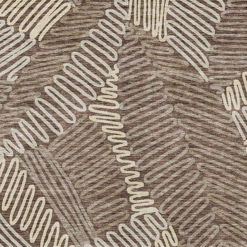 5' X 8' Chocolate And Ivory Floral Washable Indoor Outdoor Area Rug