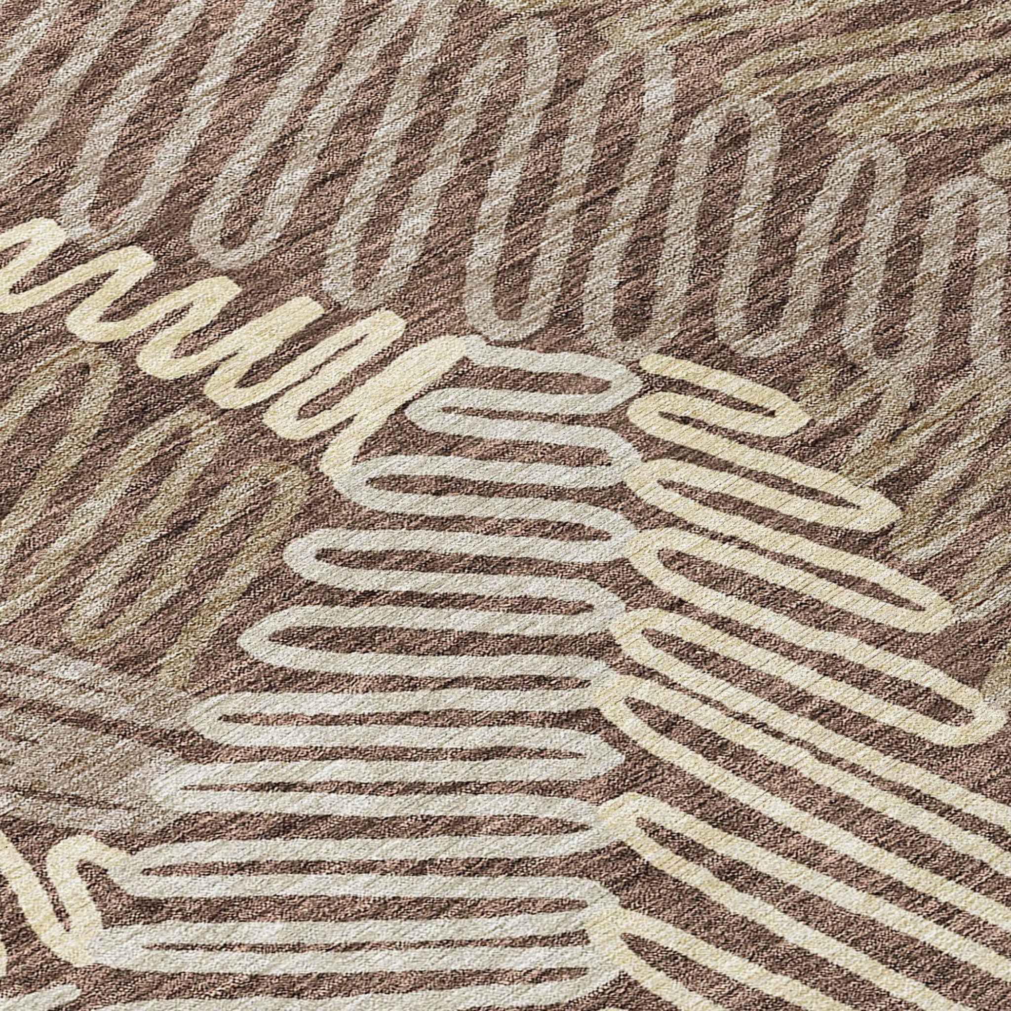 5' X 8' Chocolate And Ivory Floral Washable Indoor Outdoor Area Rug