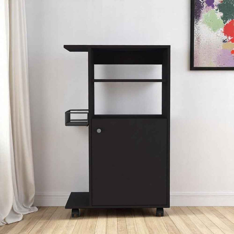 Black 24" Rolling Kitchen Cart With Storage