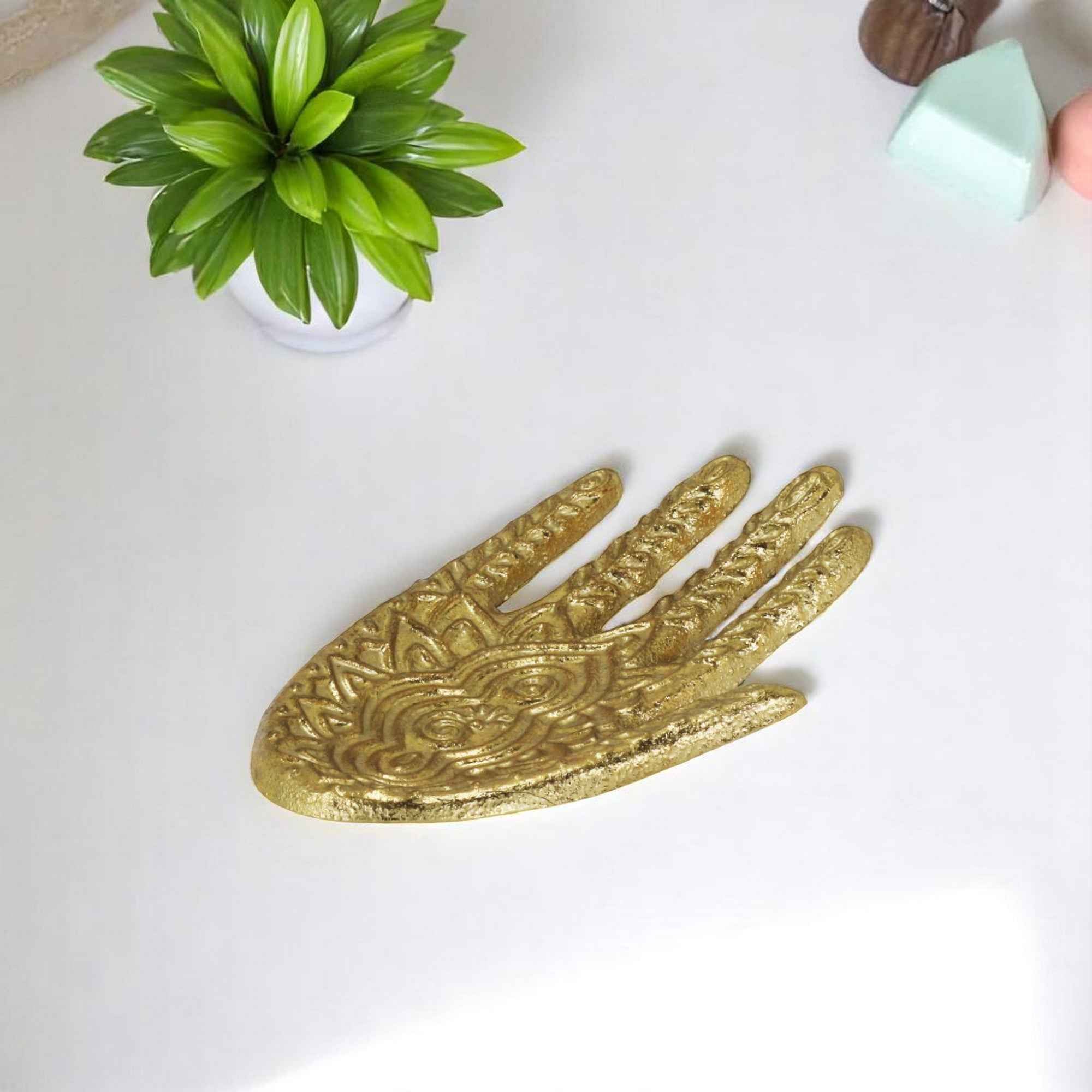 5" Gold Hamza Metal Handmade Tray