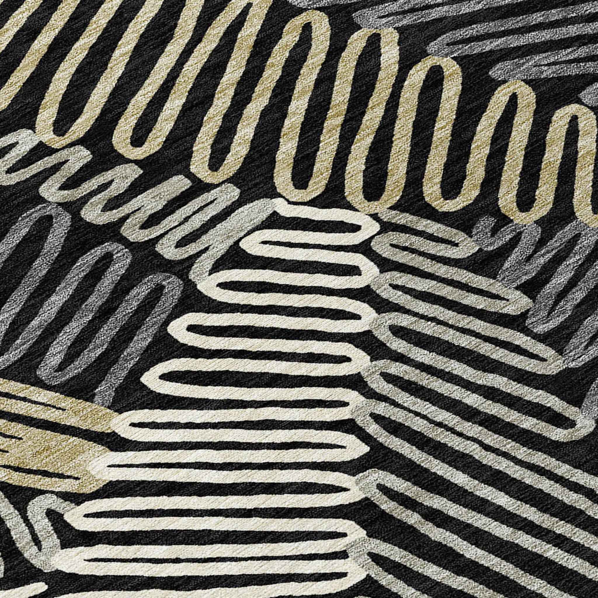 3' X 5' Black Gray And Ivory Floral Washable Indoor Outdoor Area Rug