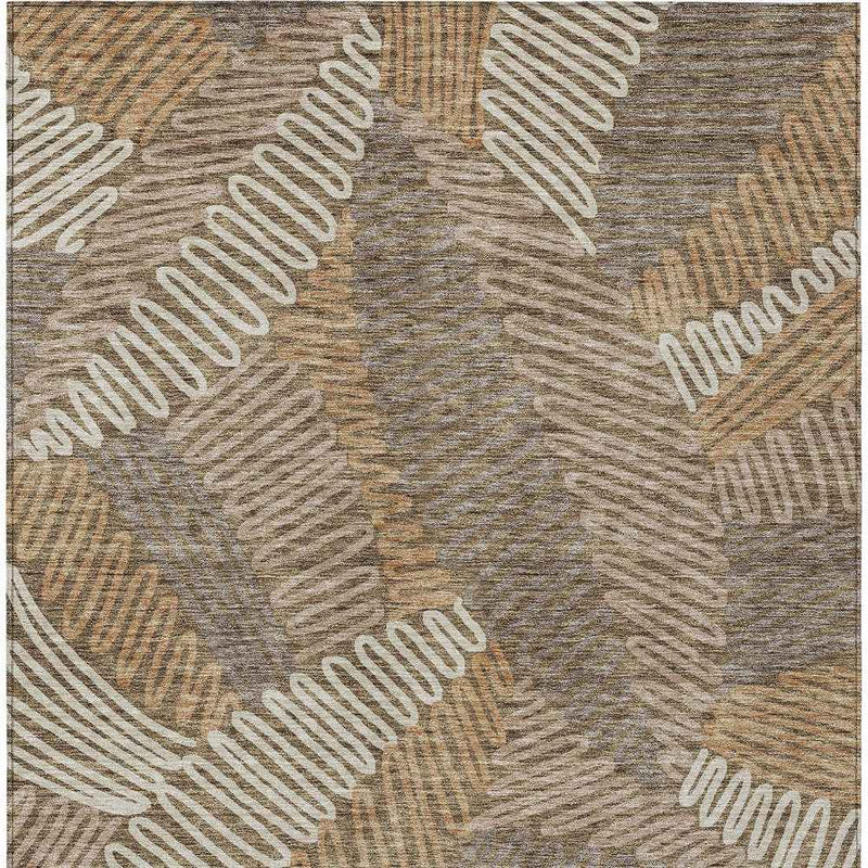 5' X 8' Brown And Ivory Floral Washable Indoor Outdoor Area Rug