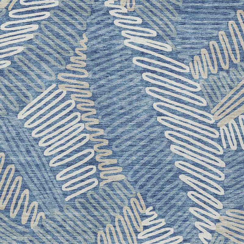 5' X 8' Blue Gray And Ivory Floral Washable Indoor Outdoor Area Rug