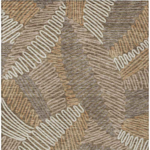 3' X 5' Brown And Ivory Floral Washable Indoor Outdoor Area Rug