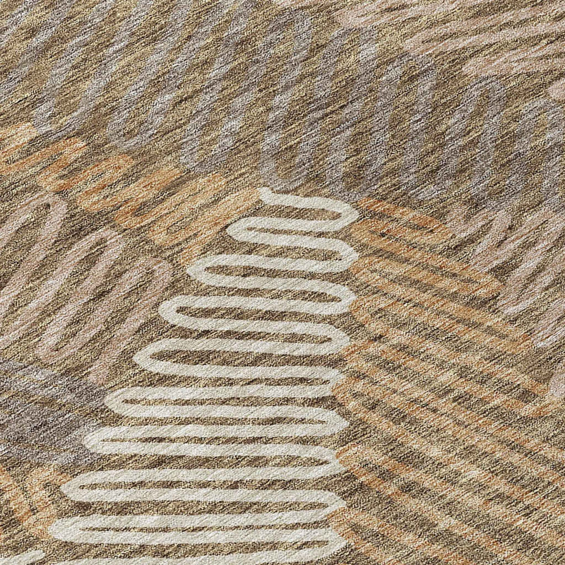 3' X 5' Brown And Ivory Floral Washable Indoor Outdoor Area Rug