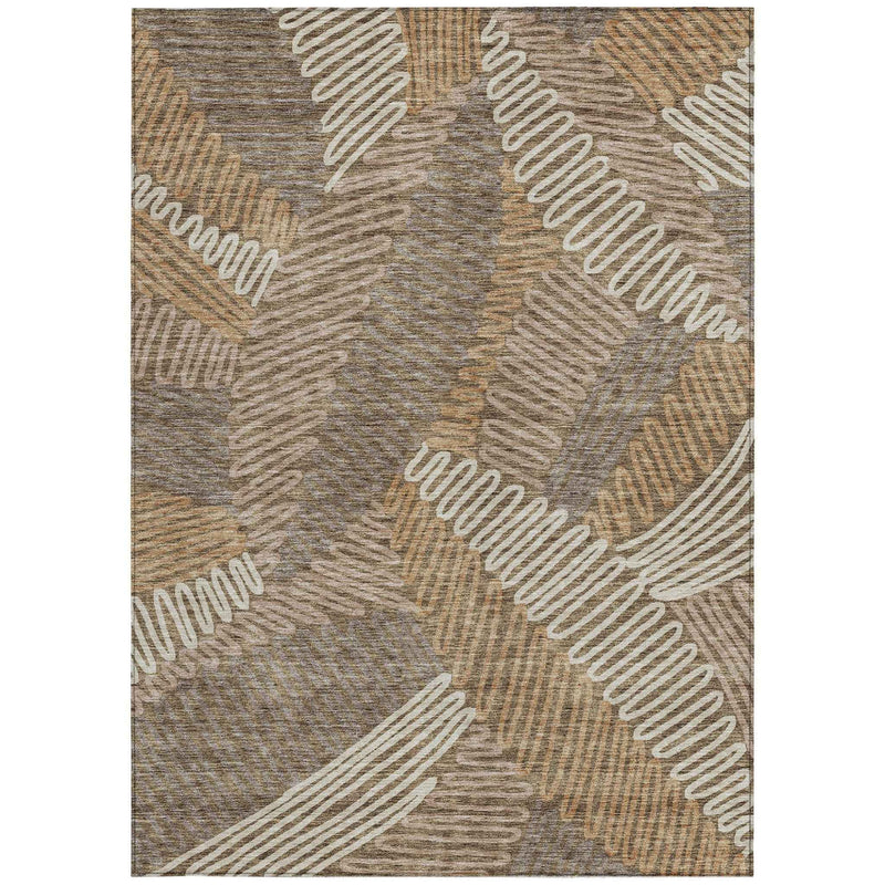 3' X 5' Brown And Ivory Floral Washable Indoor Outdoor Area Rug