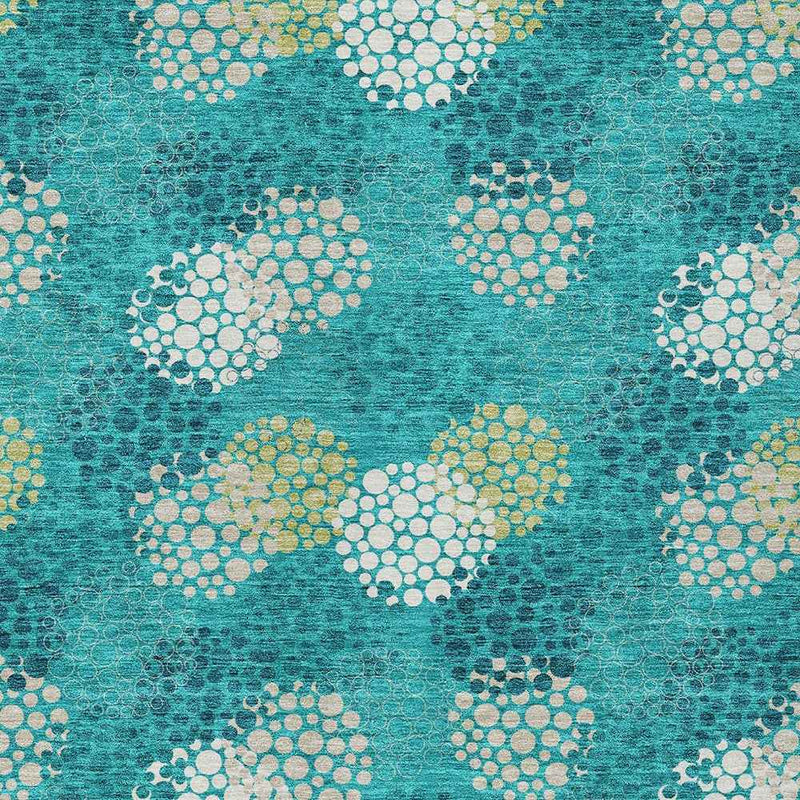 8' X 10' Emerald Gray And Ivory Polka Dot Washable Indoor Outdoor Area Rug