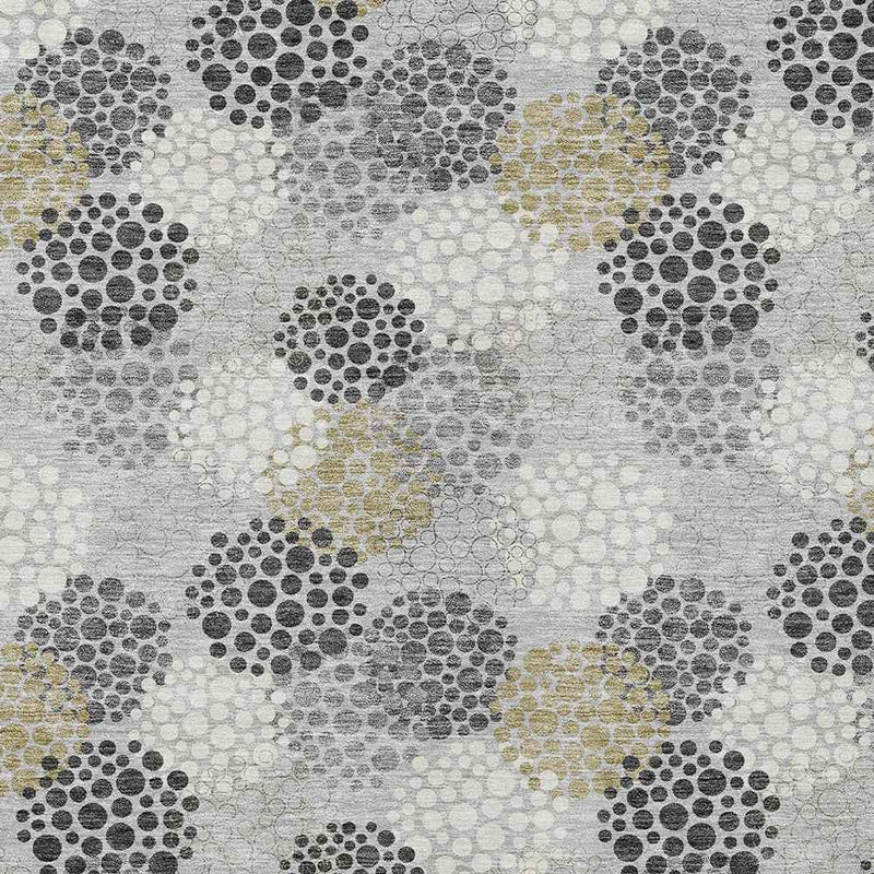 5' X 8' Gray Silver And Ivory Polka Dot Washable Indoor Outdoor Area Rug