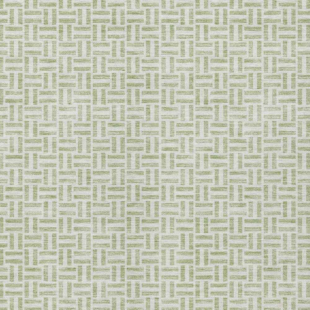 3' X 5' Artichoke Green And Gray Geometric Washable Indoor Outdoor Area Rug