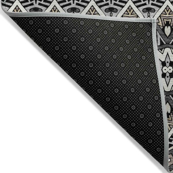 3' X 5' Charcoal Brown And Ivory Moroccan Washable Indoor Outdoor Area Rug