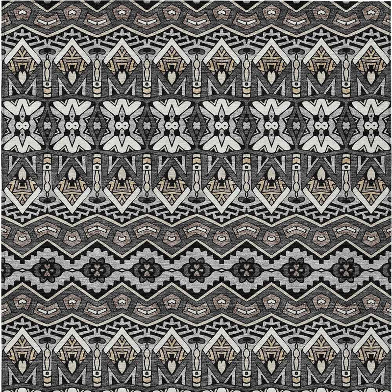 3' X 5' Charcoal Brown And Ivory Moroccan Washable Indoor Outdoor Area Rug