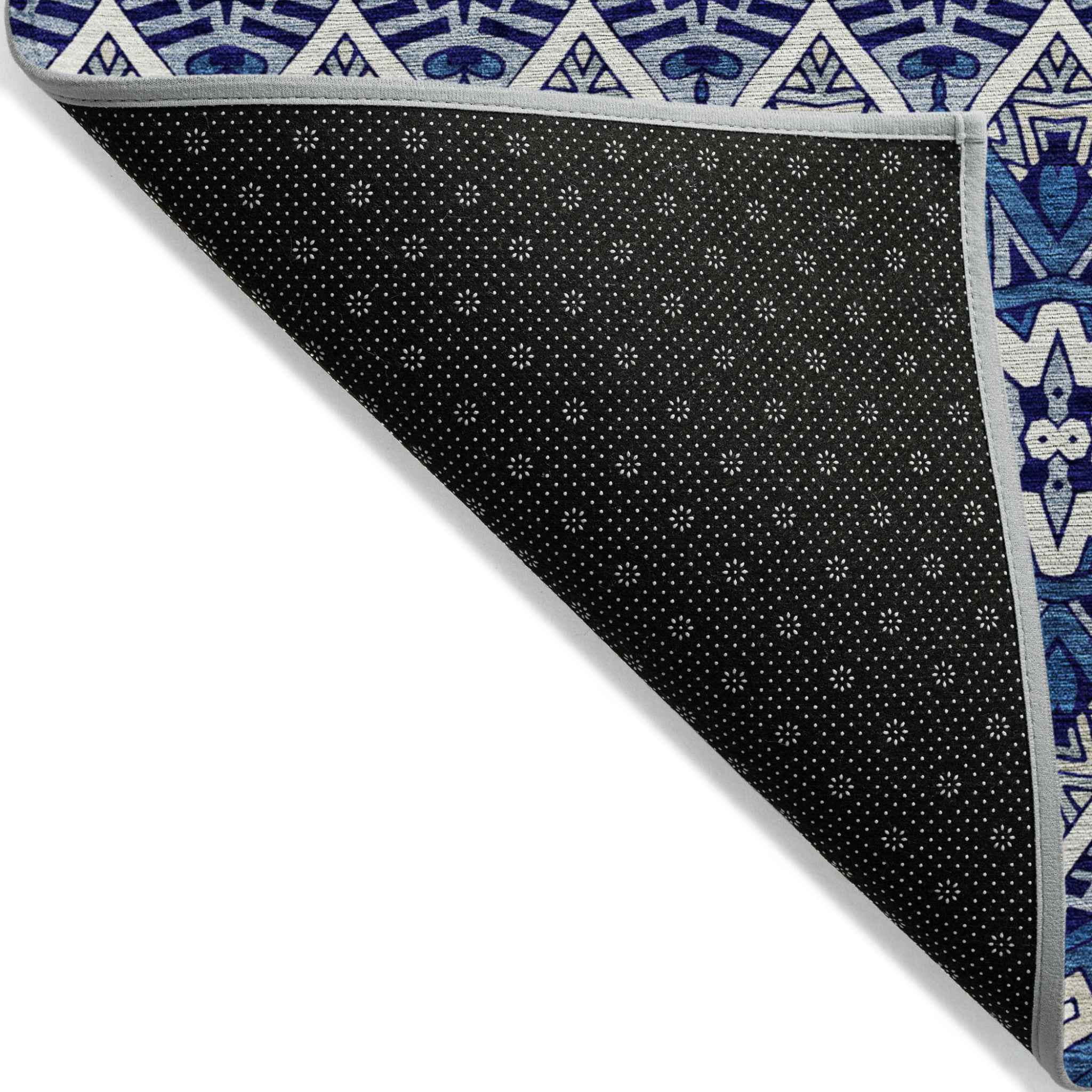 10' X 14' Navy Blue And Ivory Moroccan Washable Indoor Outdoor Area Rug