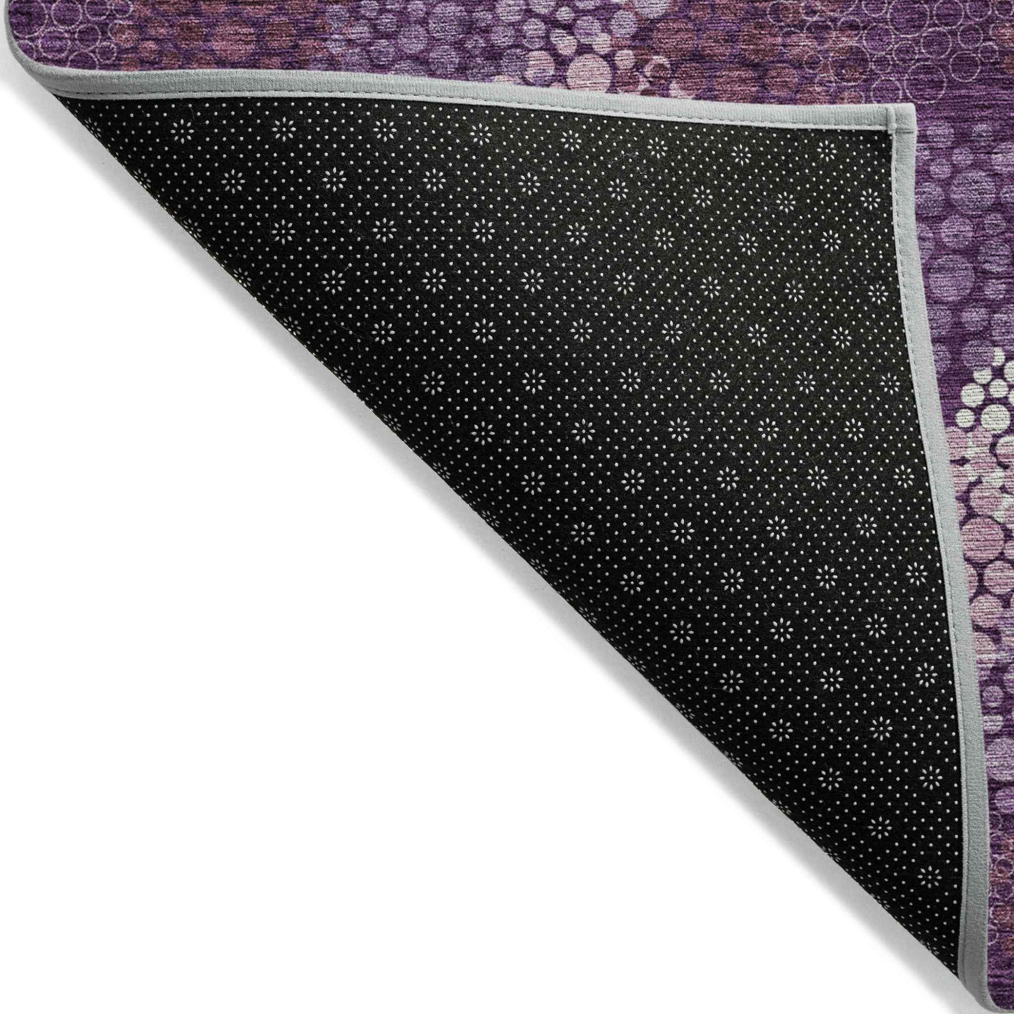 10' X 14' Eggplant Lavender And Ivory Polka Dot Washable Indoor Outdoor Area Rug