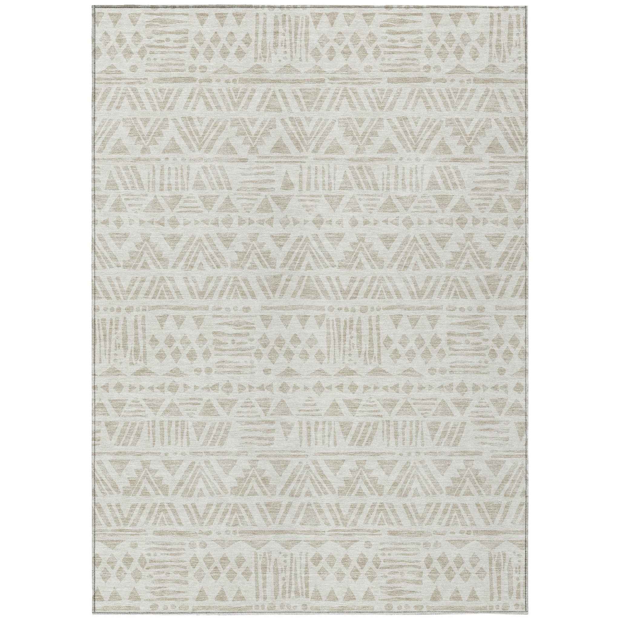 5' X 8' Ivory And Beige Southwestern Washable Indoor Outdoor Area Rug