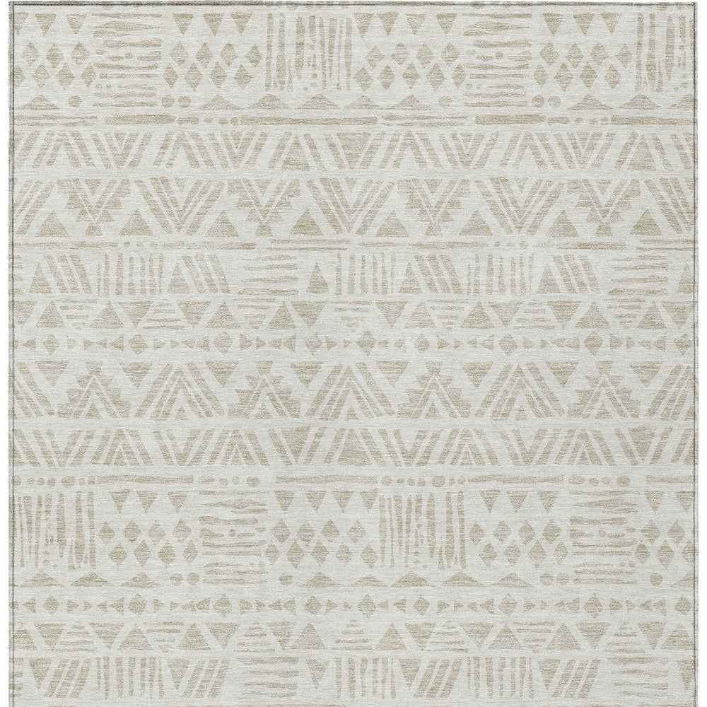 5' X 8' Ivory And Beige Southwestern Washable Indoor Outdoor Area Rug